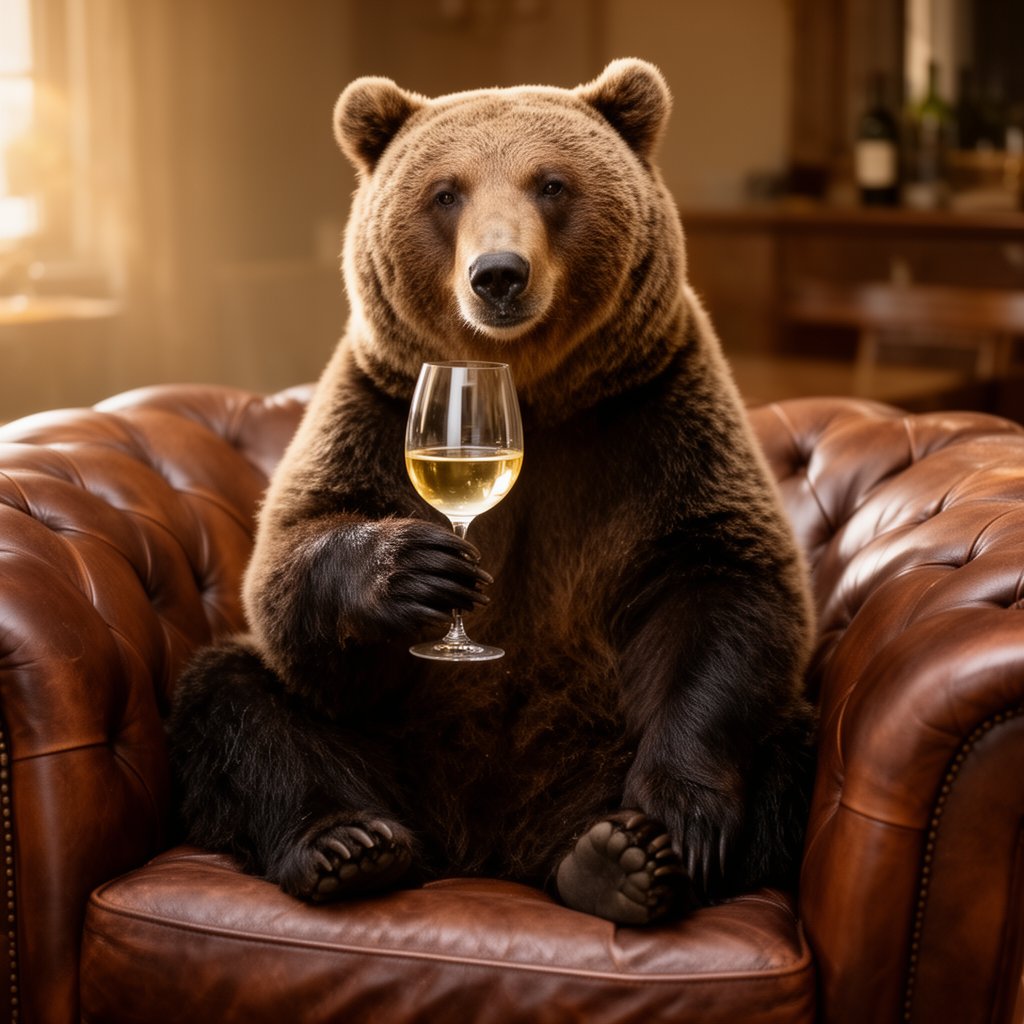 Bear holding white wine mnemonic cue